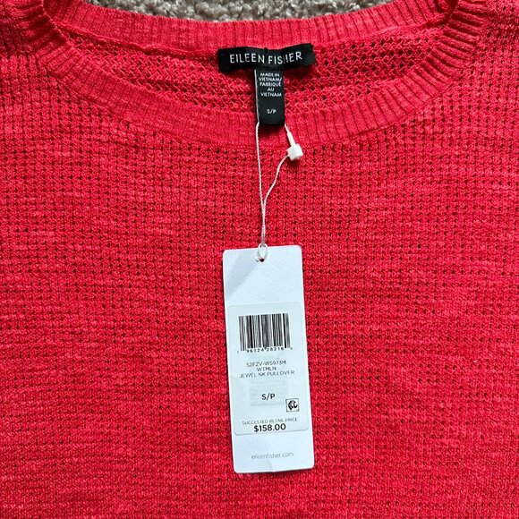 NWT EILEEN FISHER WTMLN Linen Jewel NK Pullover Size S/P - Picture 4 of 7